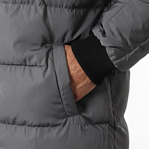Doudoune Longue Capuche Réversible 23209 Gris Anthracite Noir