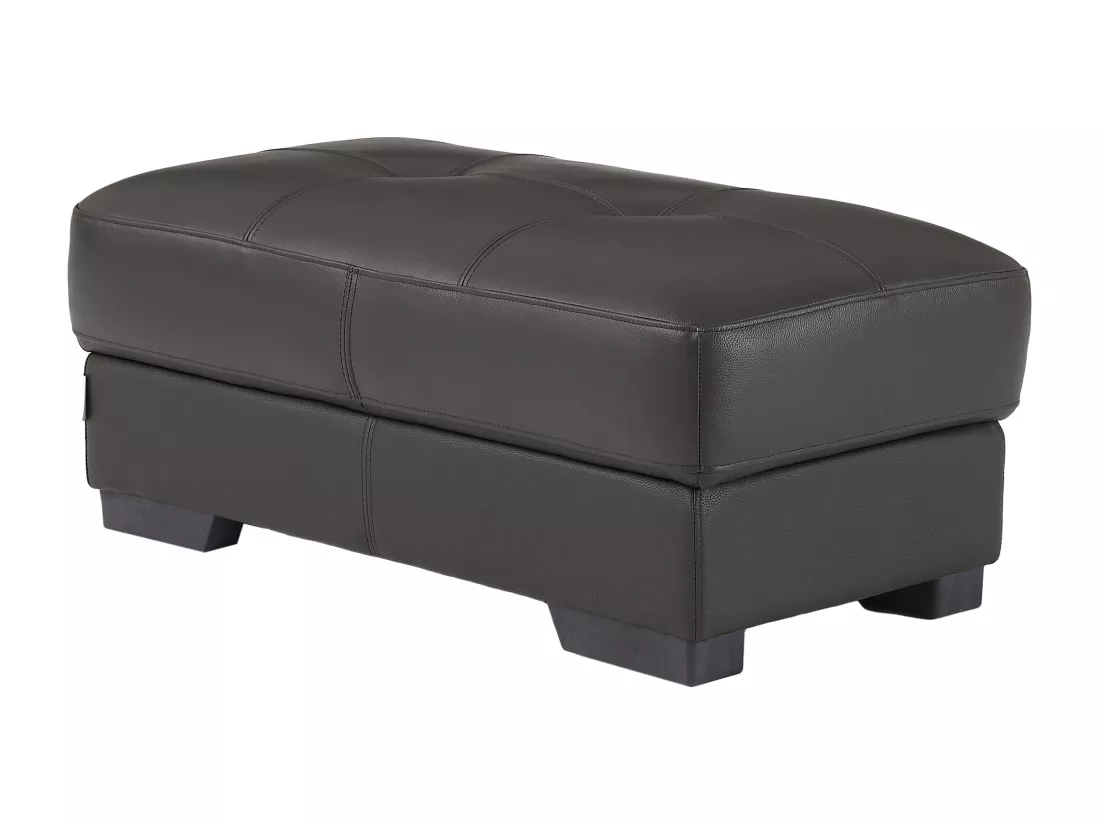 Canapé d'angle et pouf en cuir METROPOLITAN II - Noir - Angle gauche