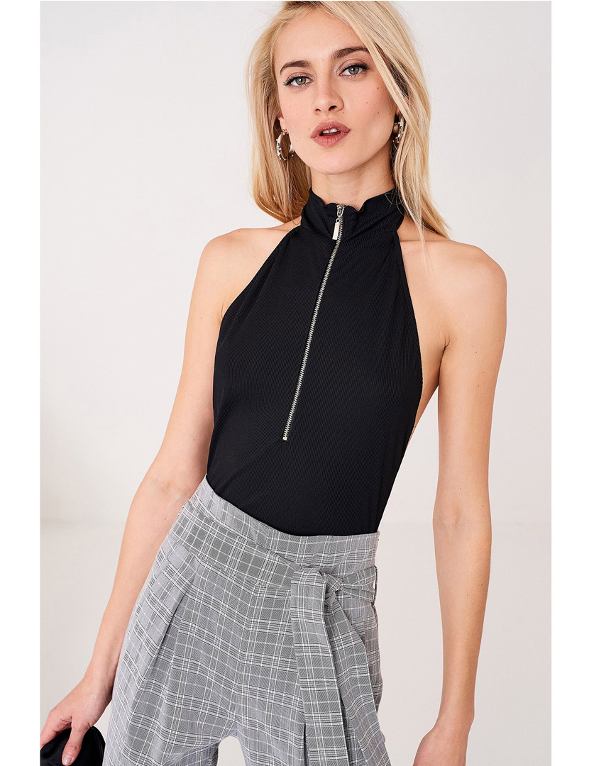 Black Closure Ladies' Bodysuit