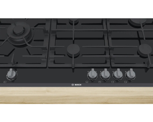 Bosch gaskookplaat met glaskeramisch oppervlak, 91,6 x 52,7 cm, 5 kookzones, PRS9A6B70D