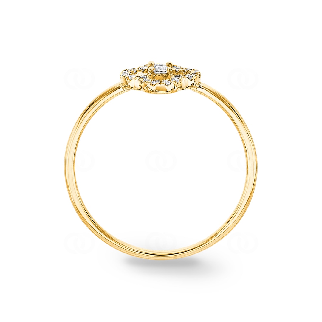 Ring 750/18 K Gelbgold Kleeblatt mit Diamanten 0.10 ct H/si