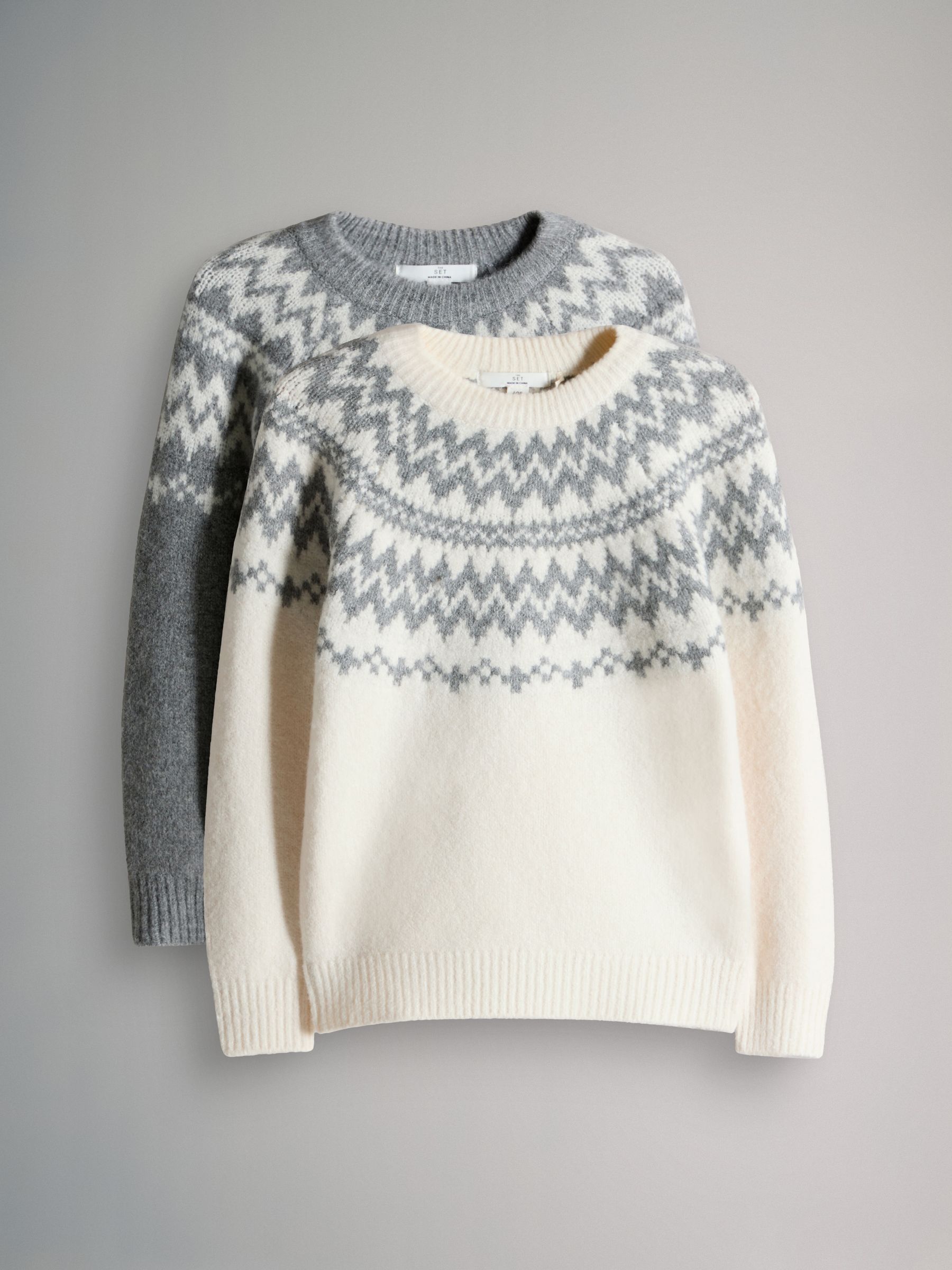 The Set 2 Pack Unisex Kids Family Fairisle Knit Jumpers