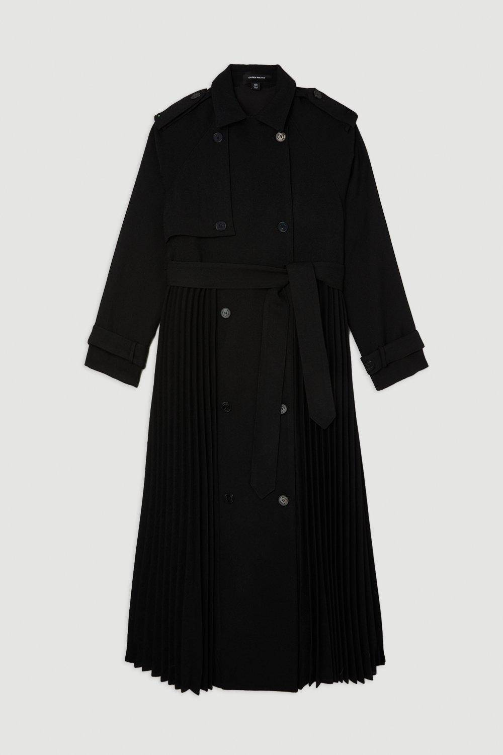 KarenMillen Trench-coat Ceinturé à Détails de Pli Sur Mesure