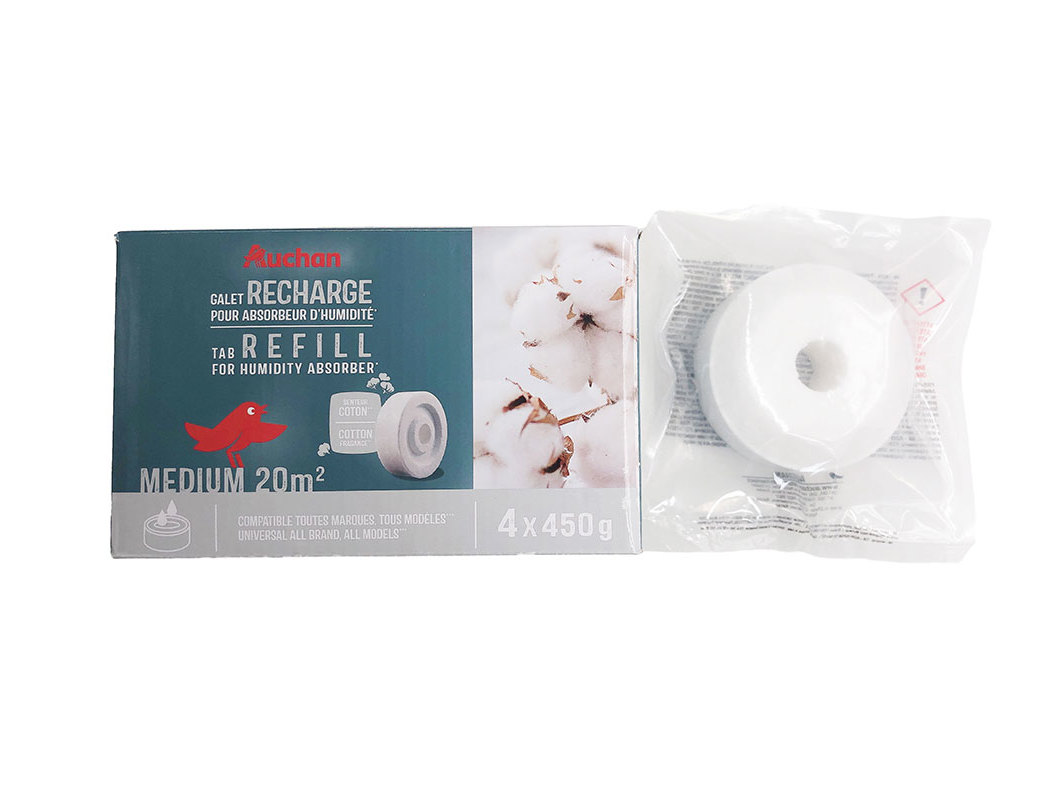 RECARGA PARA DESUMIDIFICADOR AUCHAN ALGODÃO 4X450G