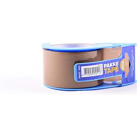 Pakketape med dispenser 50 mm x 25 m