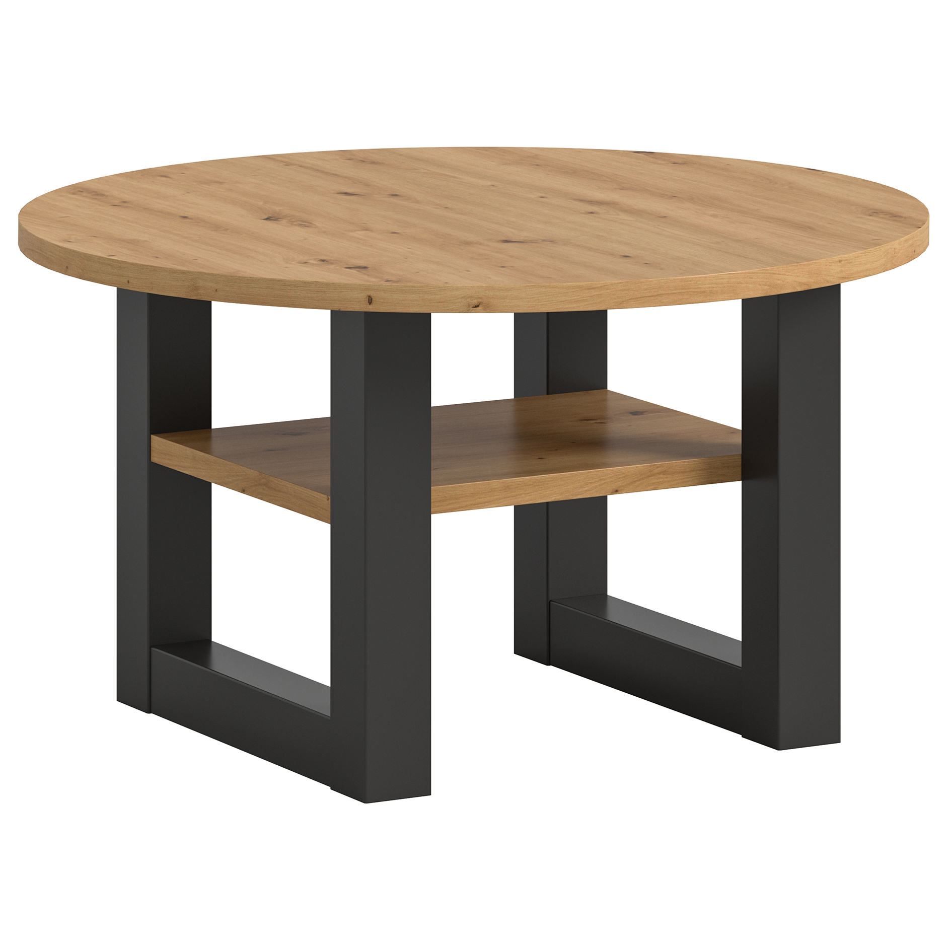 Couchtisch - Artisan Eiche - grau - Ø 75 cm