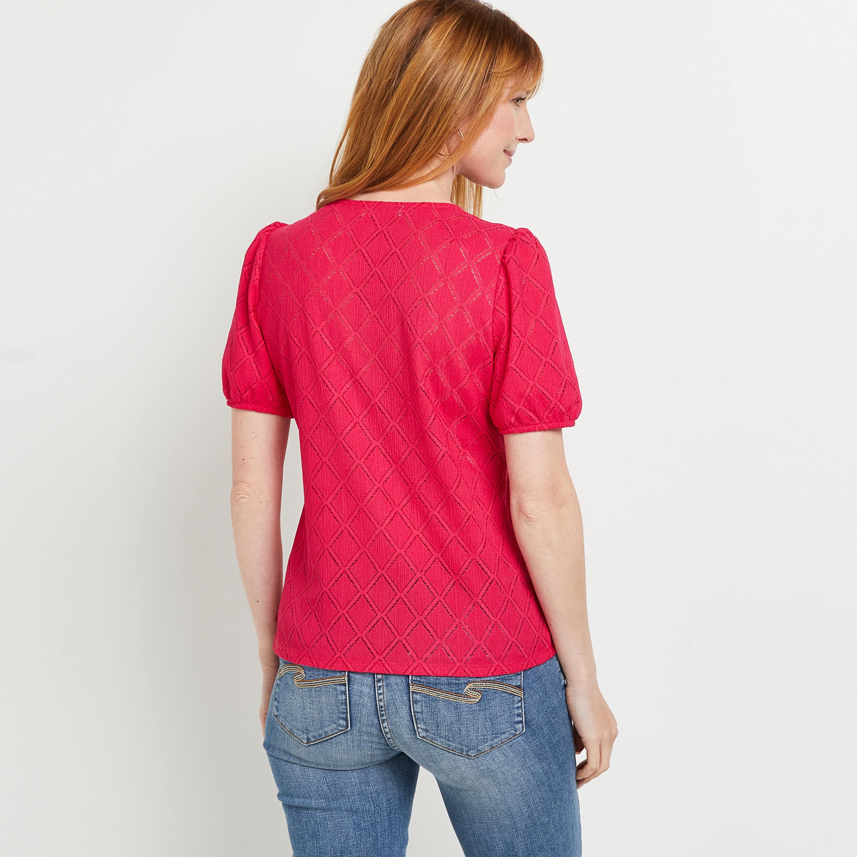 Tshirt ajouré femme - FUSHIA