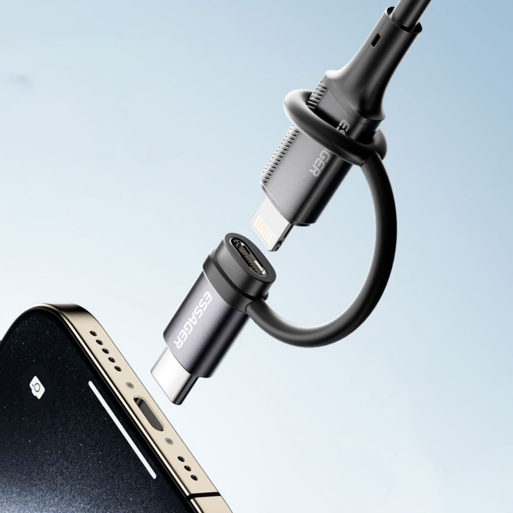 USB C auf Lightning Adapter Konverter mit Silikon Halterung (480Mbit/s) - Schwarz