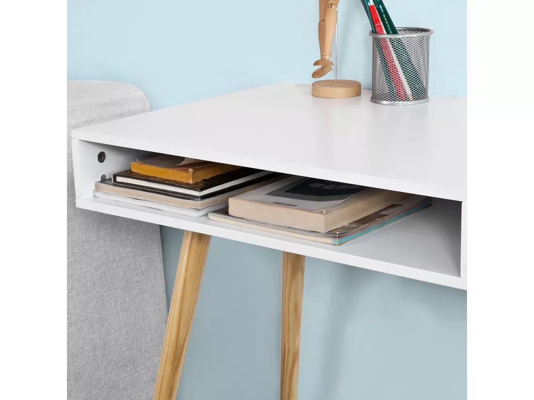 Bureau Console ordinateur Table d'appoint Secrétaire Informatique - 1 tiroir, FWT24-W