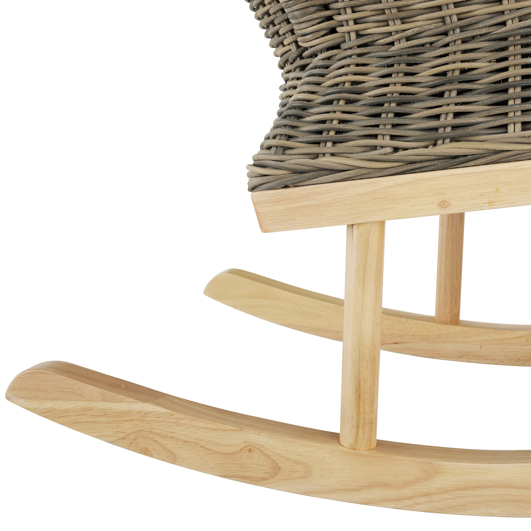 tectake® Rattan Schaukelstuhl Rovigo mit Fußbank Vibo, natürlich nachempfundenes Geflecht mit Aluminiumgestellen, Kufen und Beine aus Holz, höhenverstellbare Kunststoffkappen