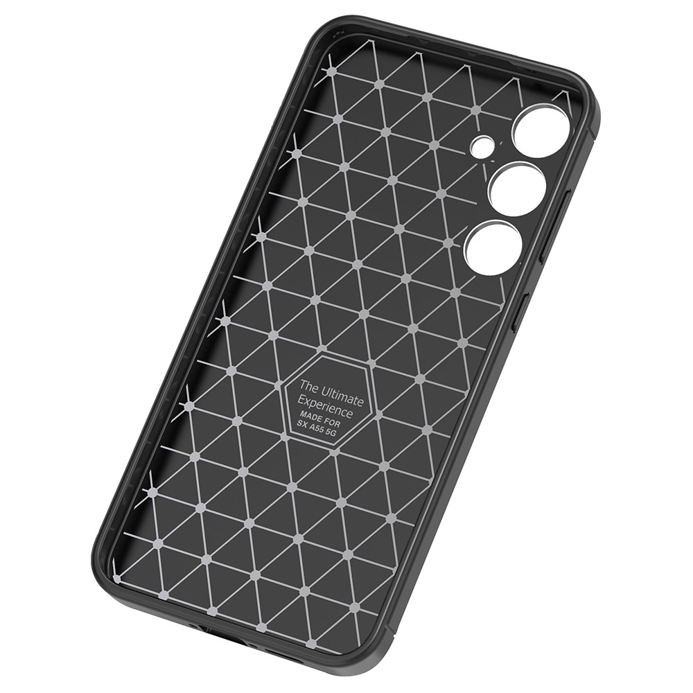 Samsung Galaxy A55 Gummi Case Schutzhülle mit Air Cushion Fallschutz im Carbon Look - Schwarz