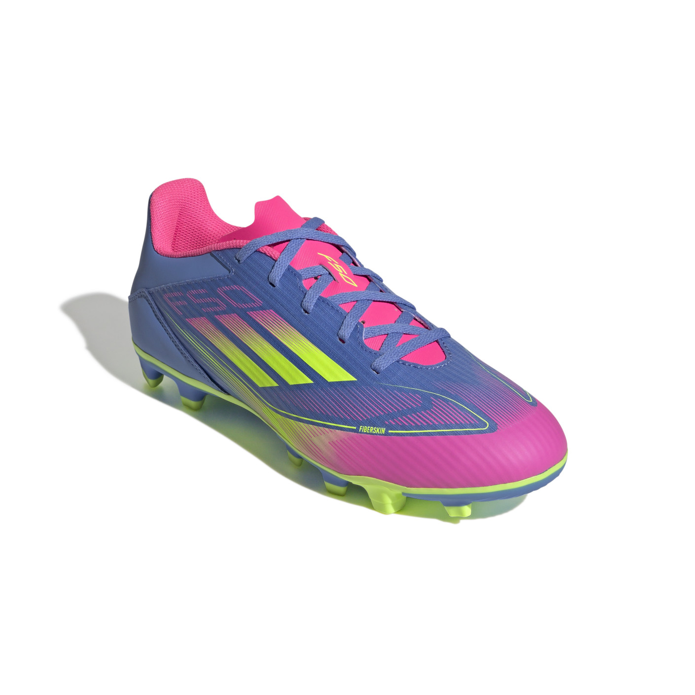 Adidas F50 Club Gras / Kunstgras Voetbalschoenen (MG) Blauw Neongeel Roze