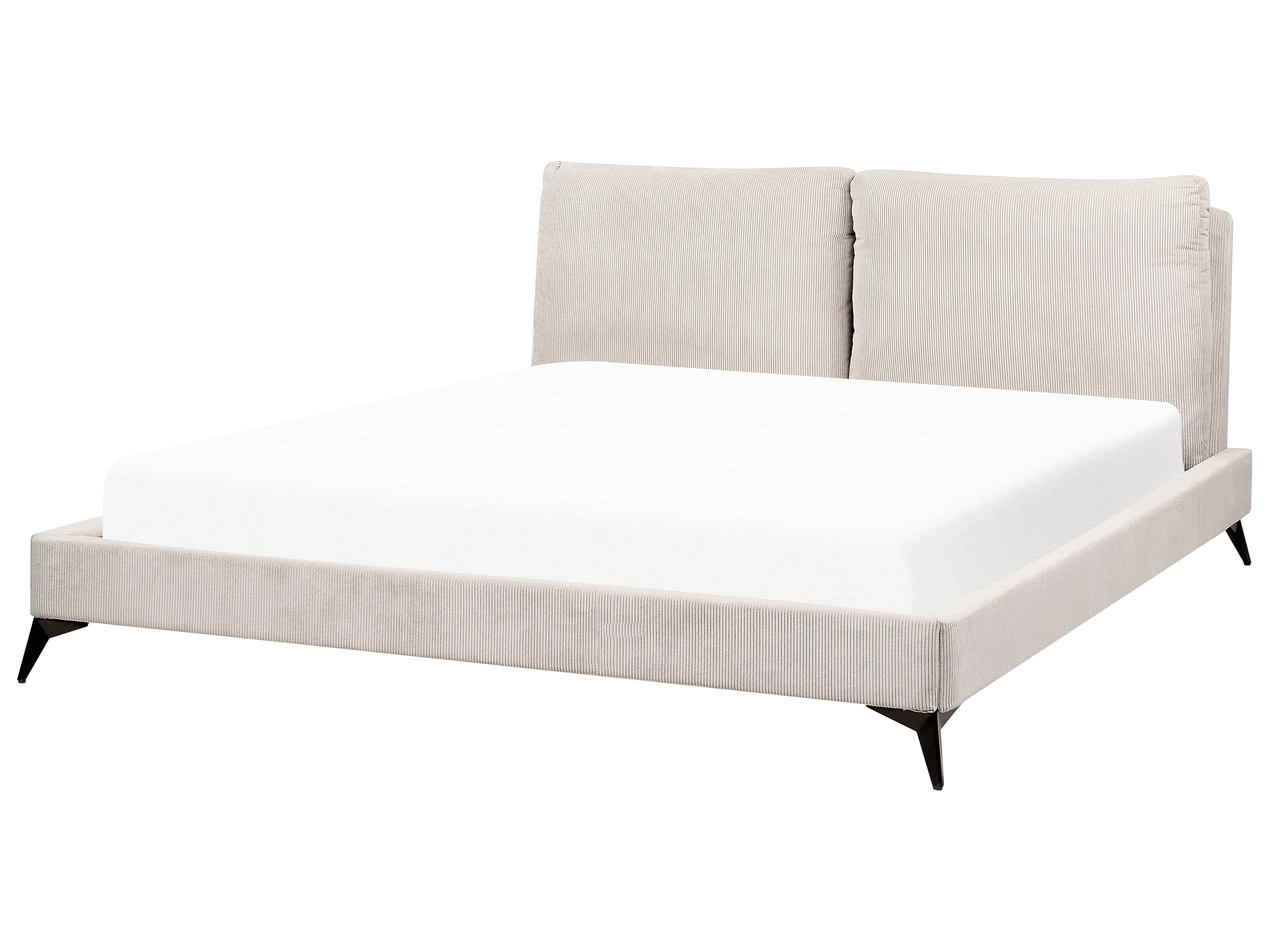 Bed Corduroy MELLE 180 x 200 cm Lichtbeige