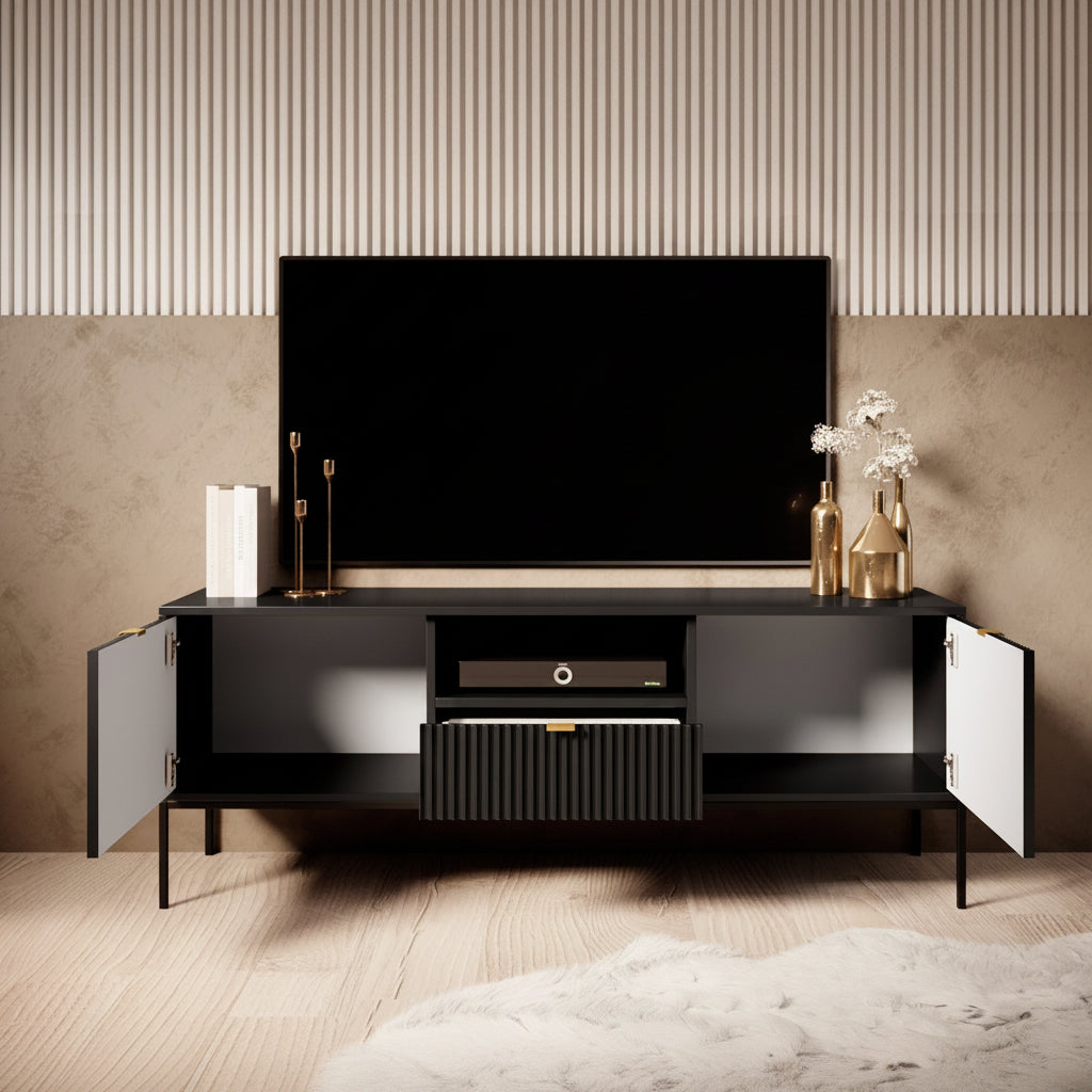Navil - TV-Meubel - Zwart - 154x39x56 cm