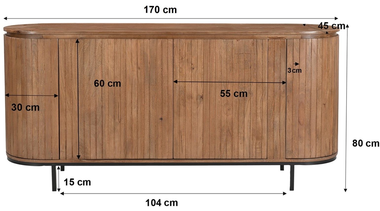 Dressoir Noor B170 x D43 x H81 cm