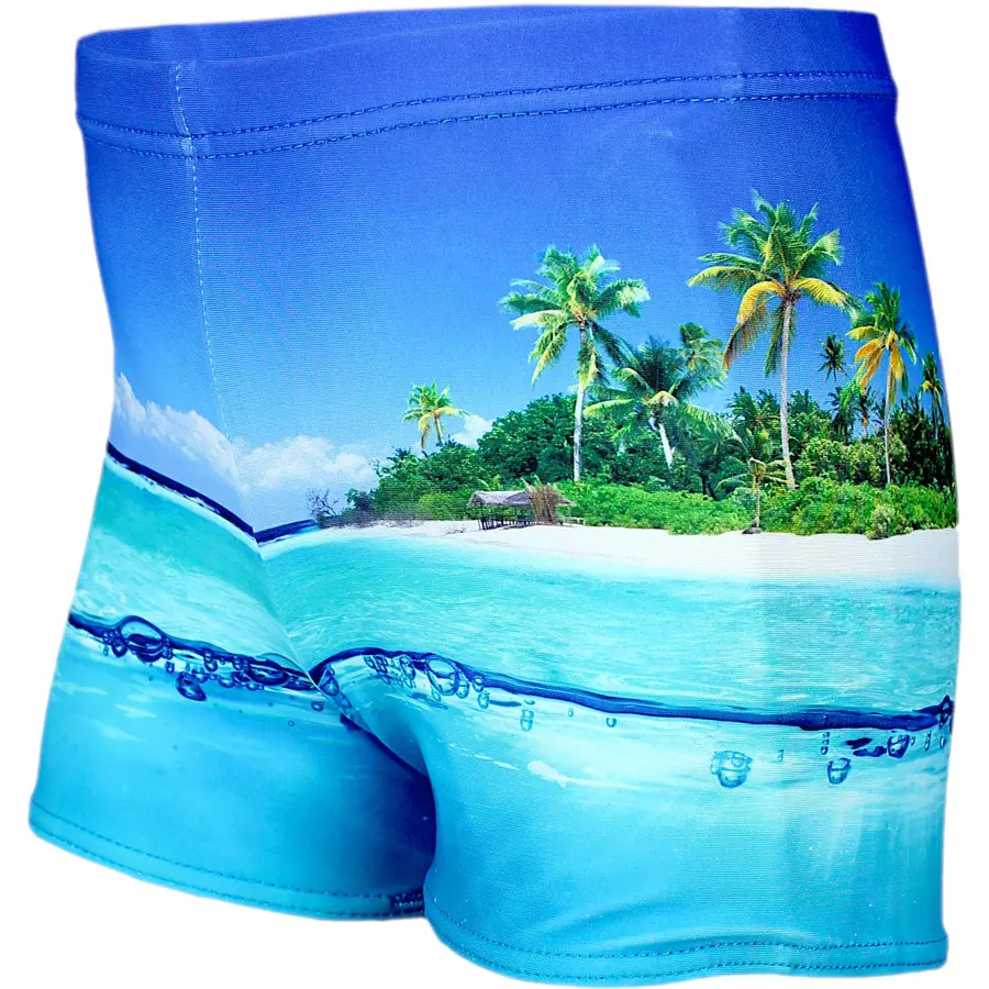 Aquarti Jungen Badehose Gestreift mit Motiven blau
