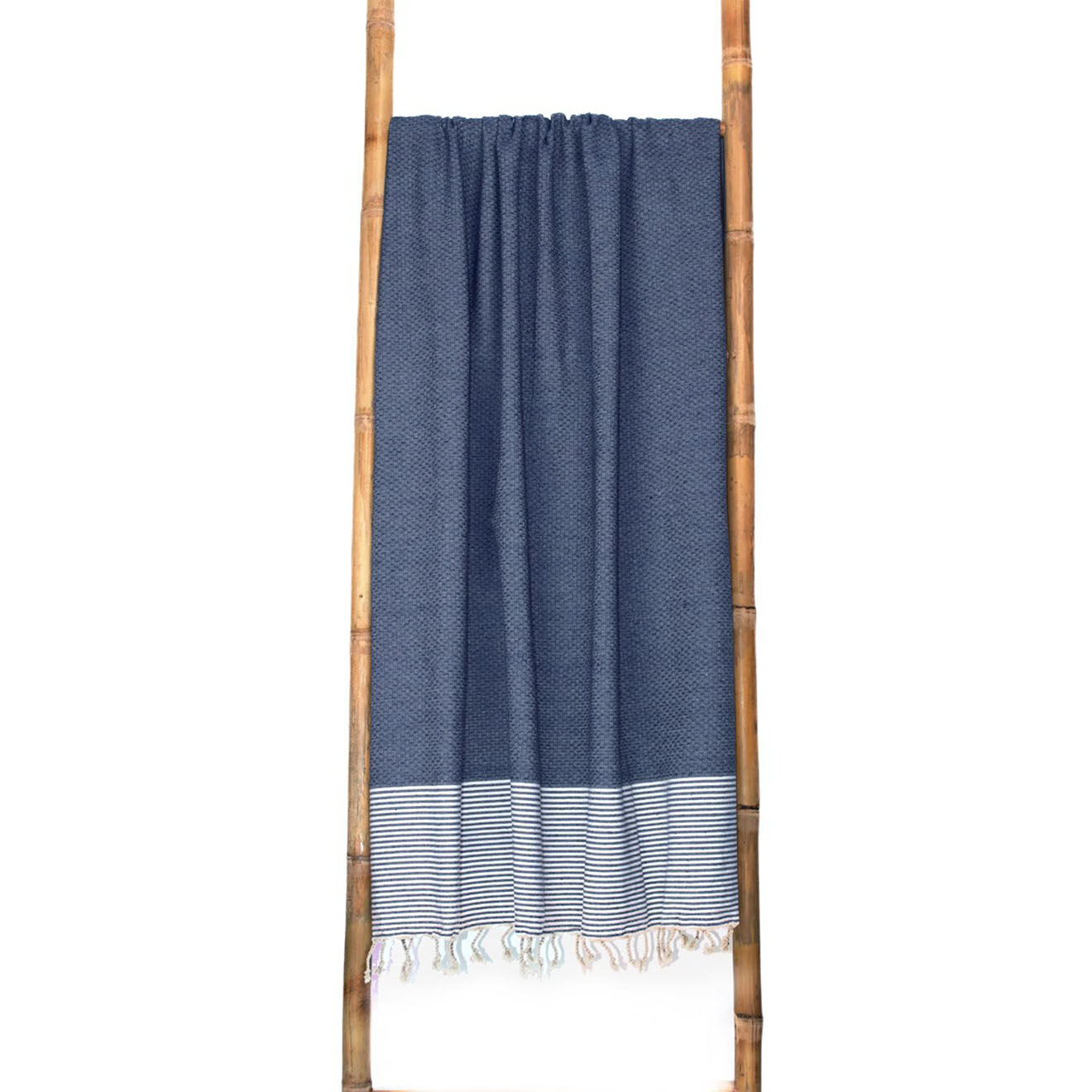 Febronie Fouta Famiglia XXL Nid d'Abeille Ibiza bleu jean -  200x200 cm