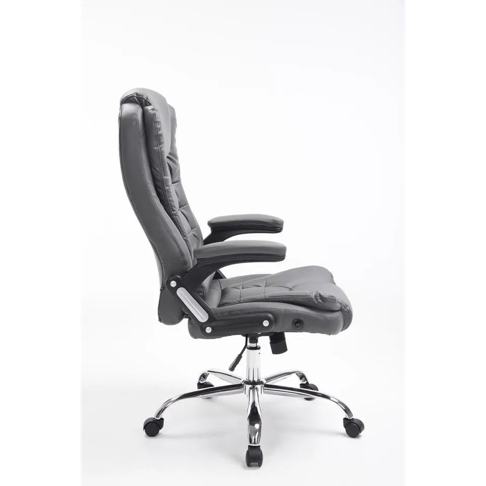 CLP Bureaustoel Thor chroom Frame - Kunstleer - grijs