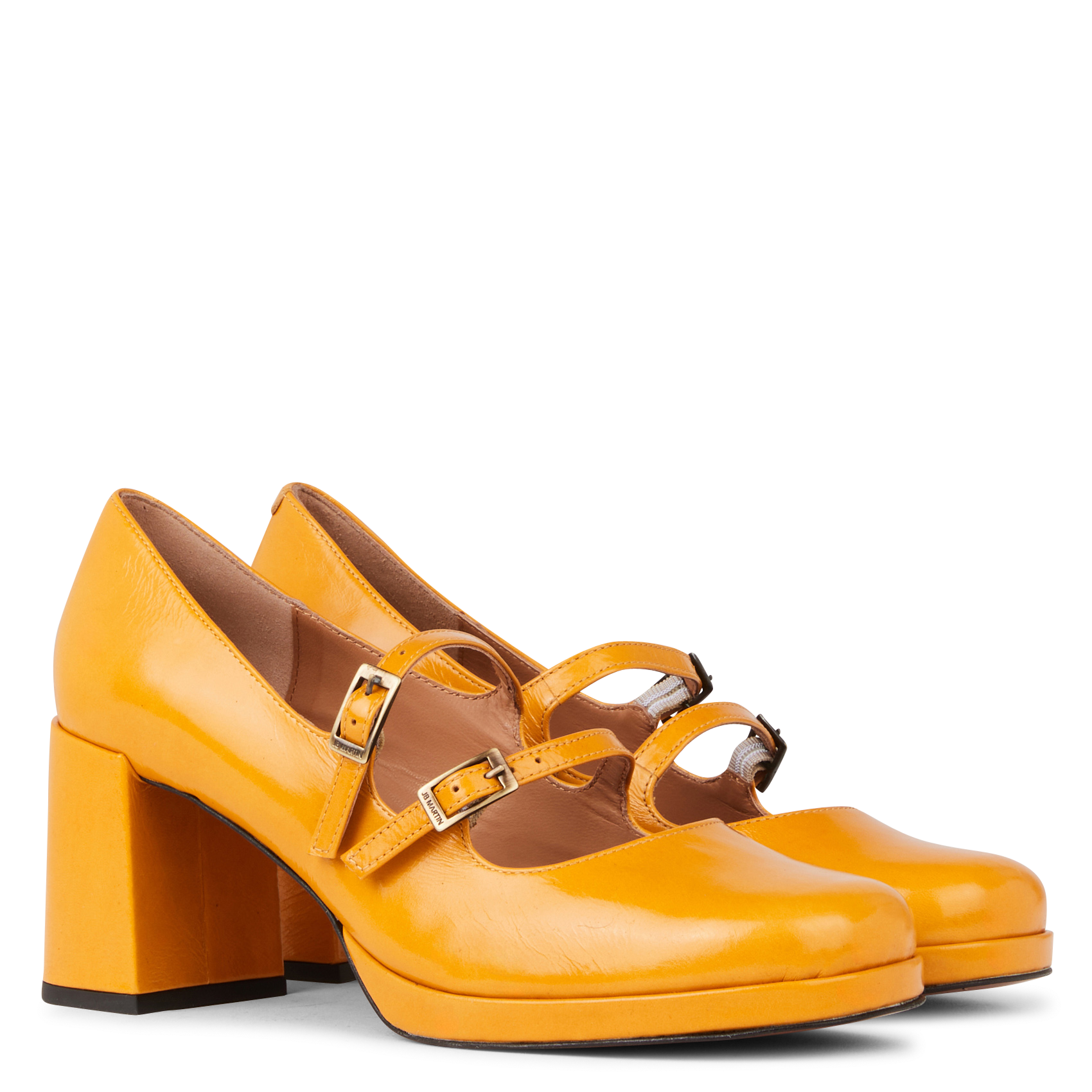 ALORA - Babies à talons en cuir| Jaune