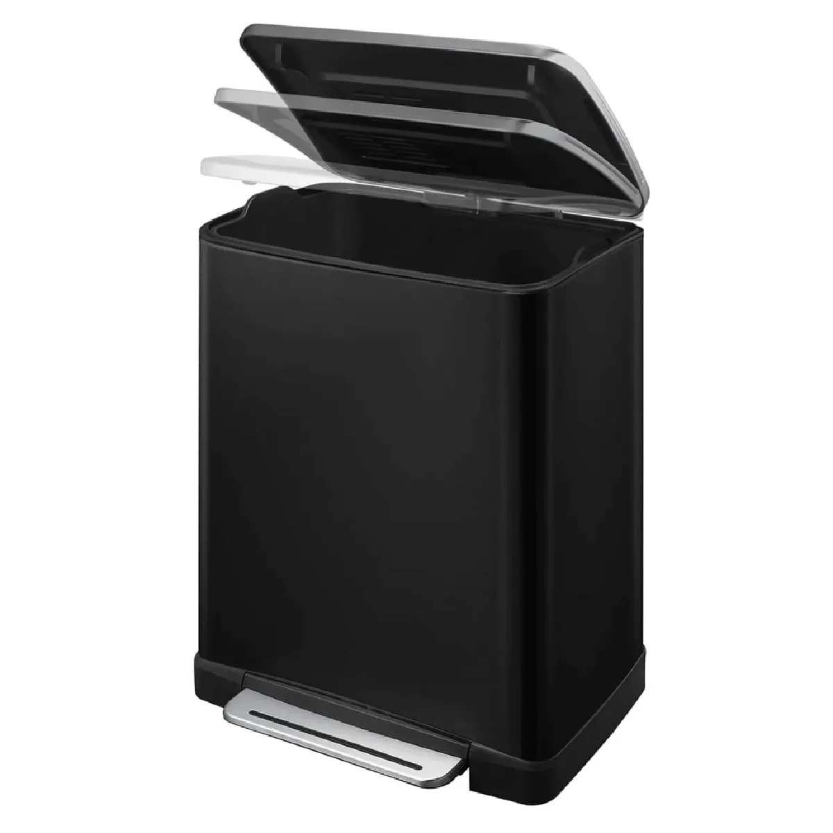 EKO Poubelle à Pédale E-Cube - 50L Noir Mat