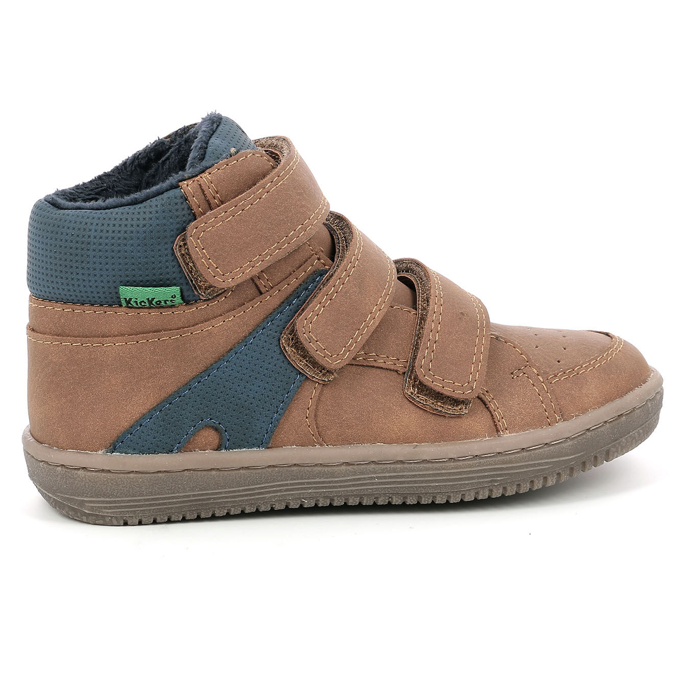 Kickers Sneakers fourrées en Velours de Cuir Lohan camel/bleu