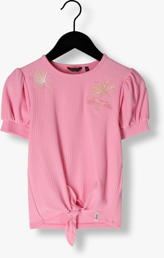 NONO roze nono t-shirt komy rib jersey tshirt with knot