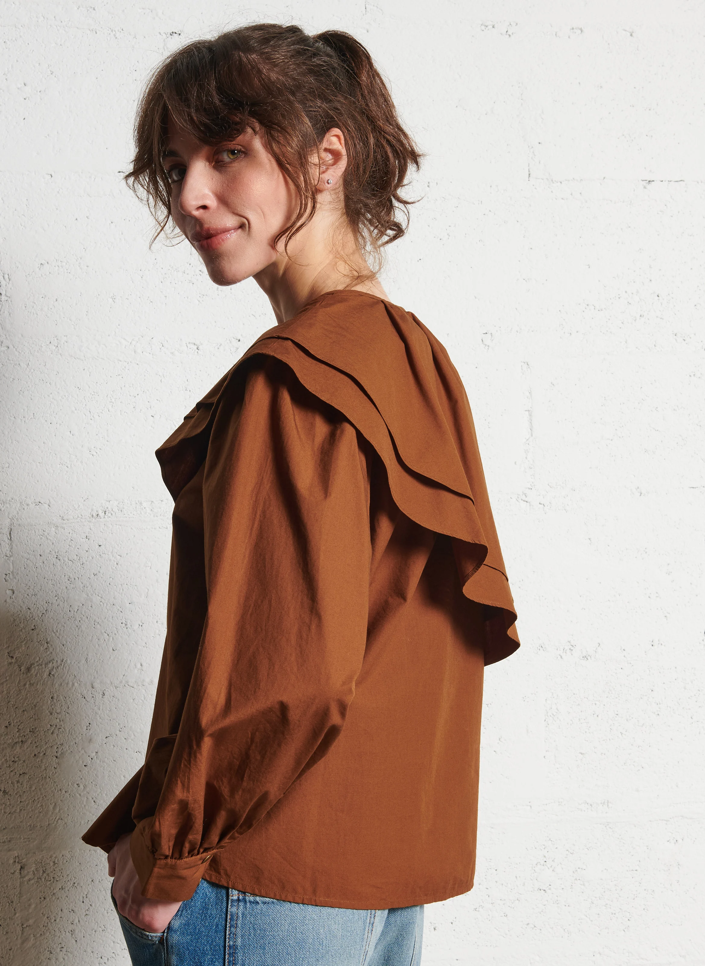 GERMAIN - Blouse col rond| Marron