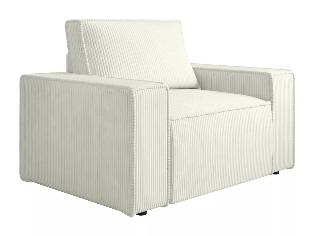 Fauteuil en velours côtelé blanc AMELIA