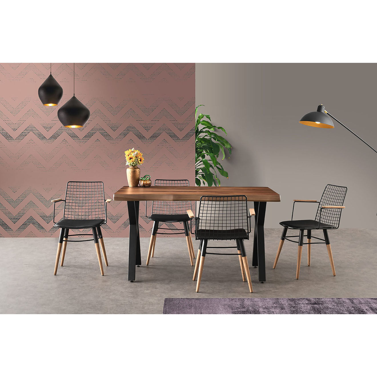 Homitis Table à manger Pera noire - 140x75x80 cm