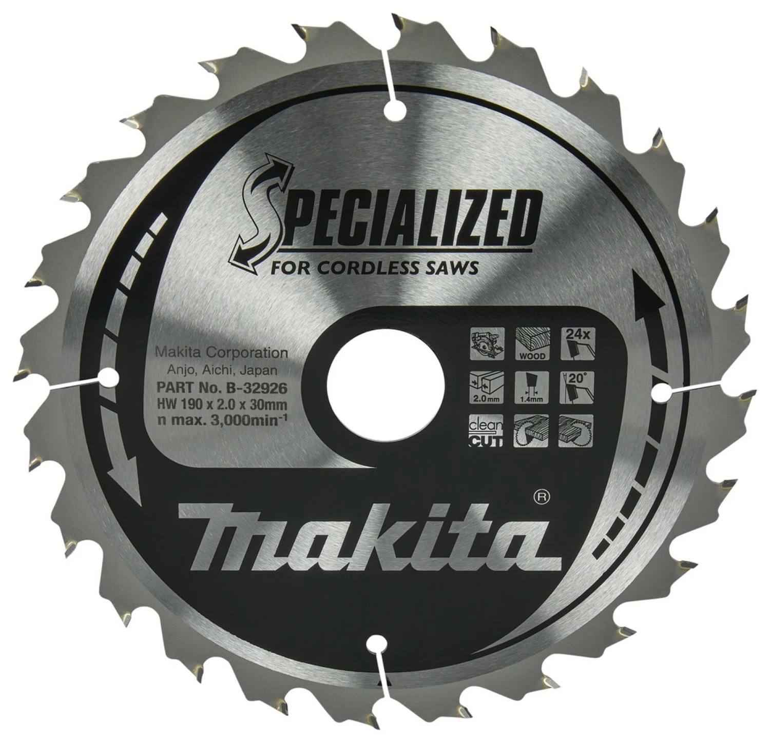 Makita B-32926 Specialized Cirkelzaagblad - 190 x 30 x 24T – Hout