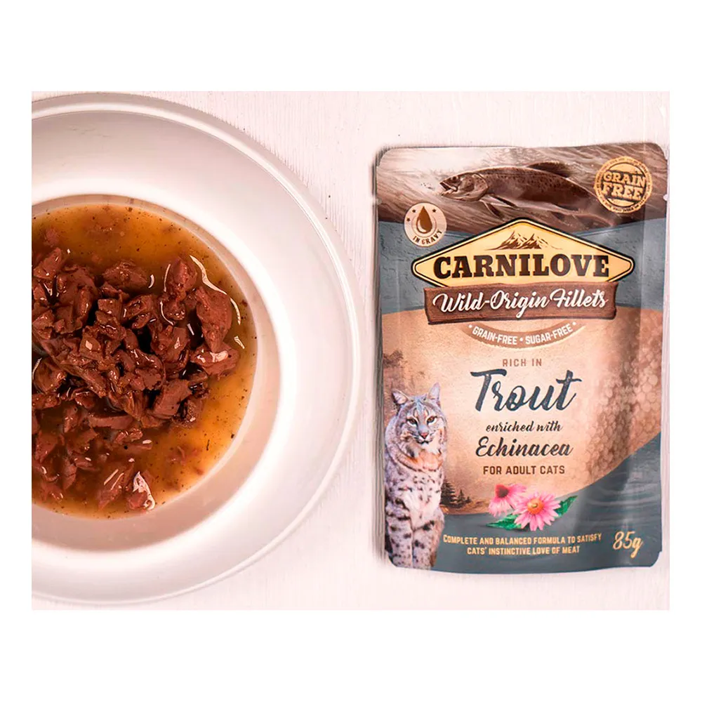 Carnilove Cat Pouch vådfoder m. ørred & echinacea - 85 g.