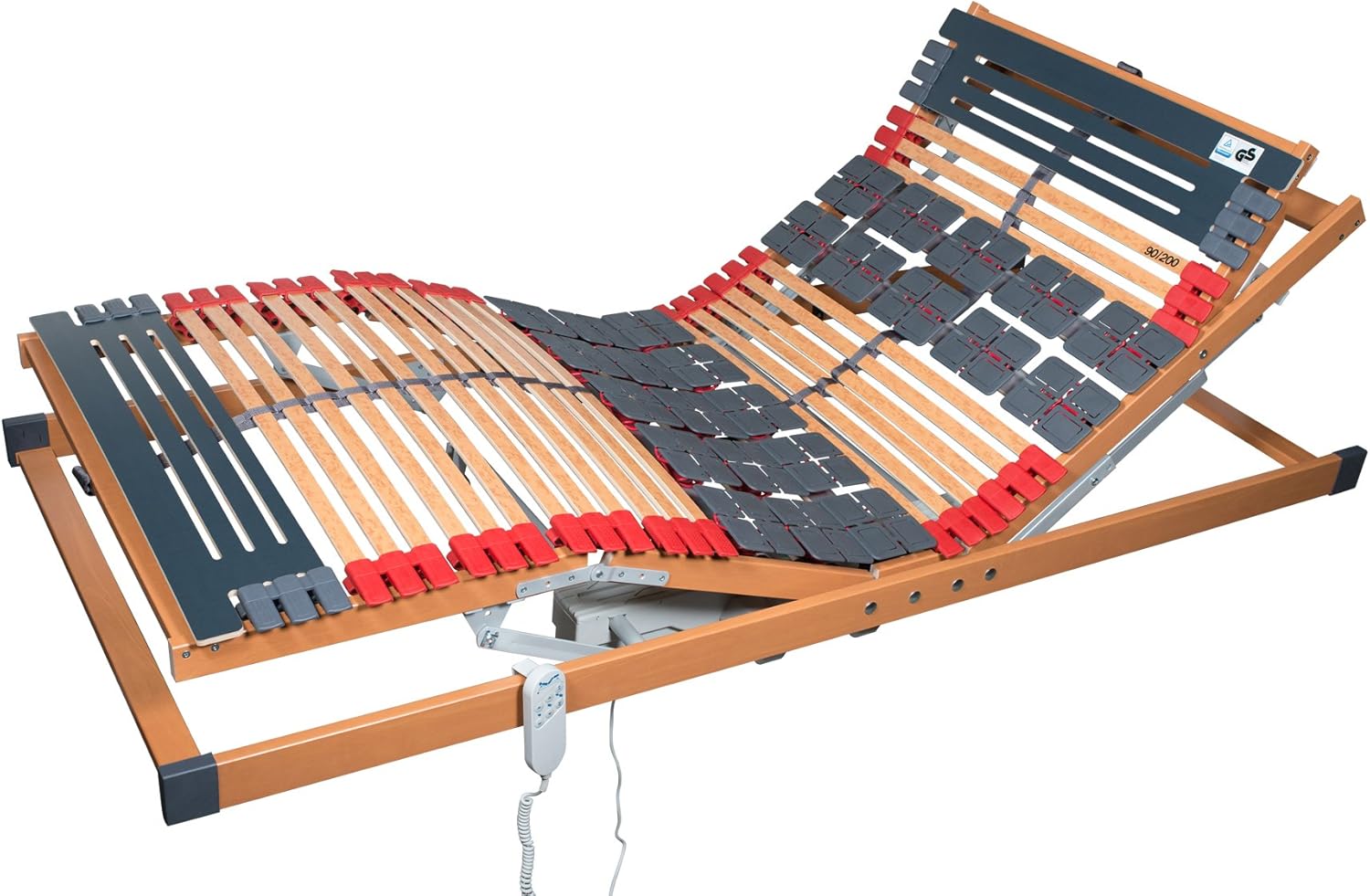 FMP | 7 Zonen Teller Lattenrost Rhodos EL | Komfort | 80x190 cm | Kopf- und Fußteil elektrisch verstellbar | Funkfernbedienung | fertig montiert | elektrische Lattenroste