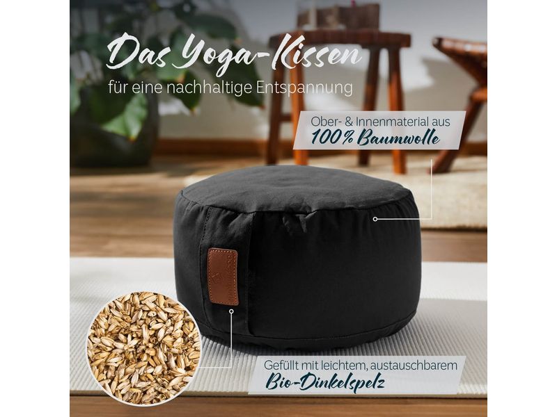 DoYourYoga Yoga-Kissen Vishnu Dinkelspelz, Schwarz Yoga-Zubehör