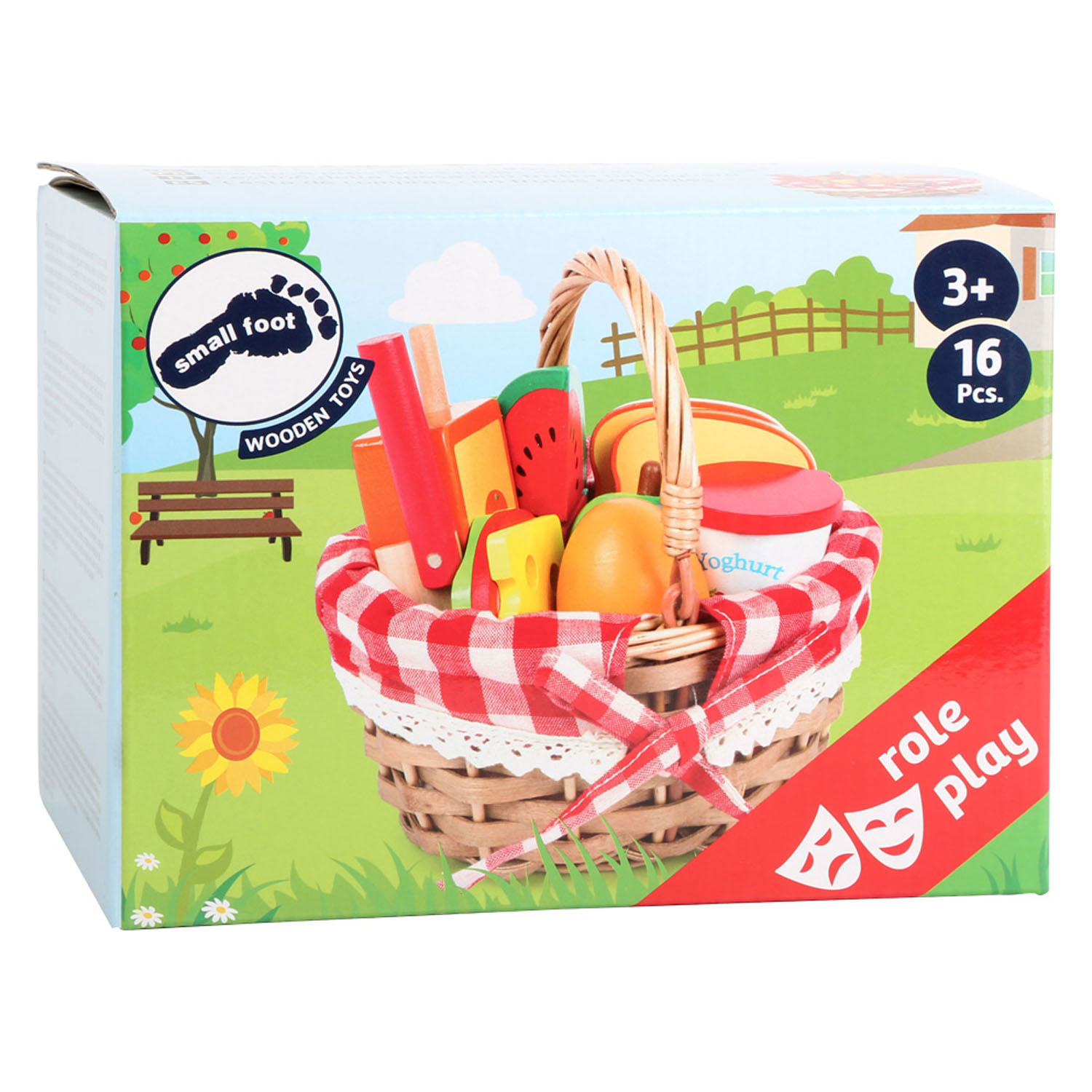 Small Foot-Picknickmand met Houten Snij Eten