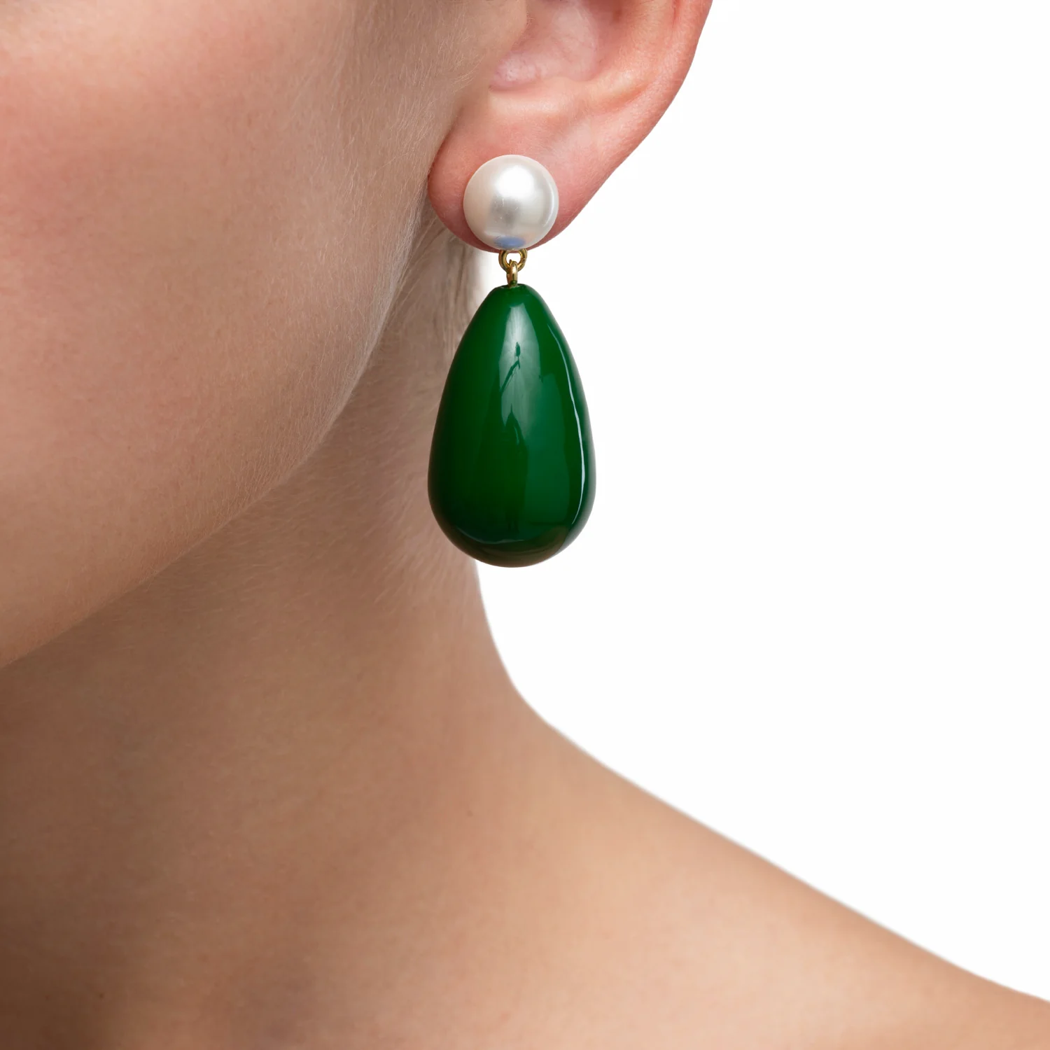 Eshvi  Drop øreringe - Dark green/Pearl