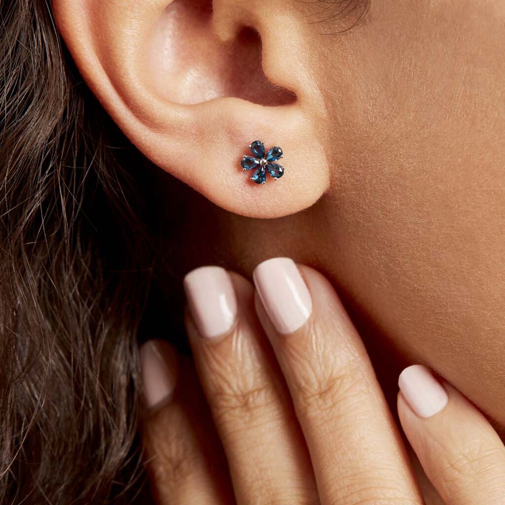 Boucles D'oreilles Puces Argent Blanc Laldilon Oxydes De Zirconium