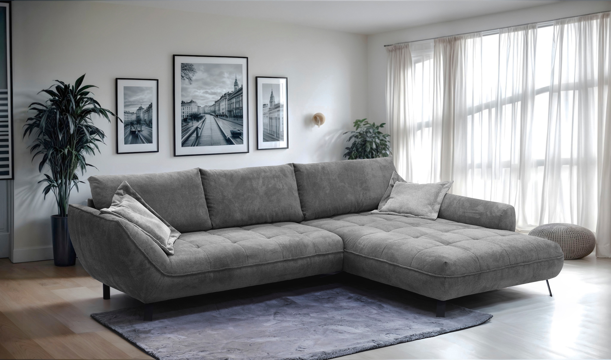 exxpo - sofa fashion Ecksofa »Biarritz modern und elegantes Mega Sofa mit tollem Sitzkomfort, L-Form« XXL– Longchair Ecke in hochwertiger Verarbeitung, Stellmasse 324x203 cm