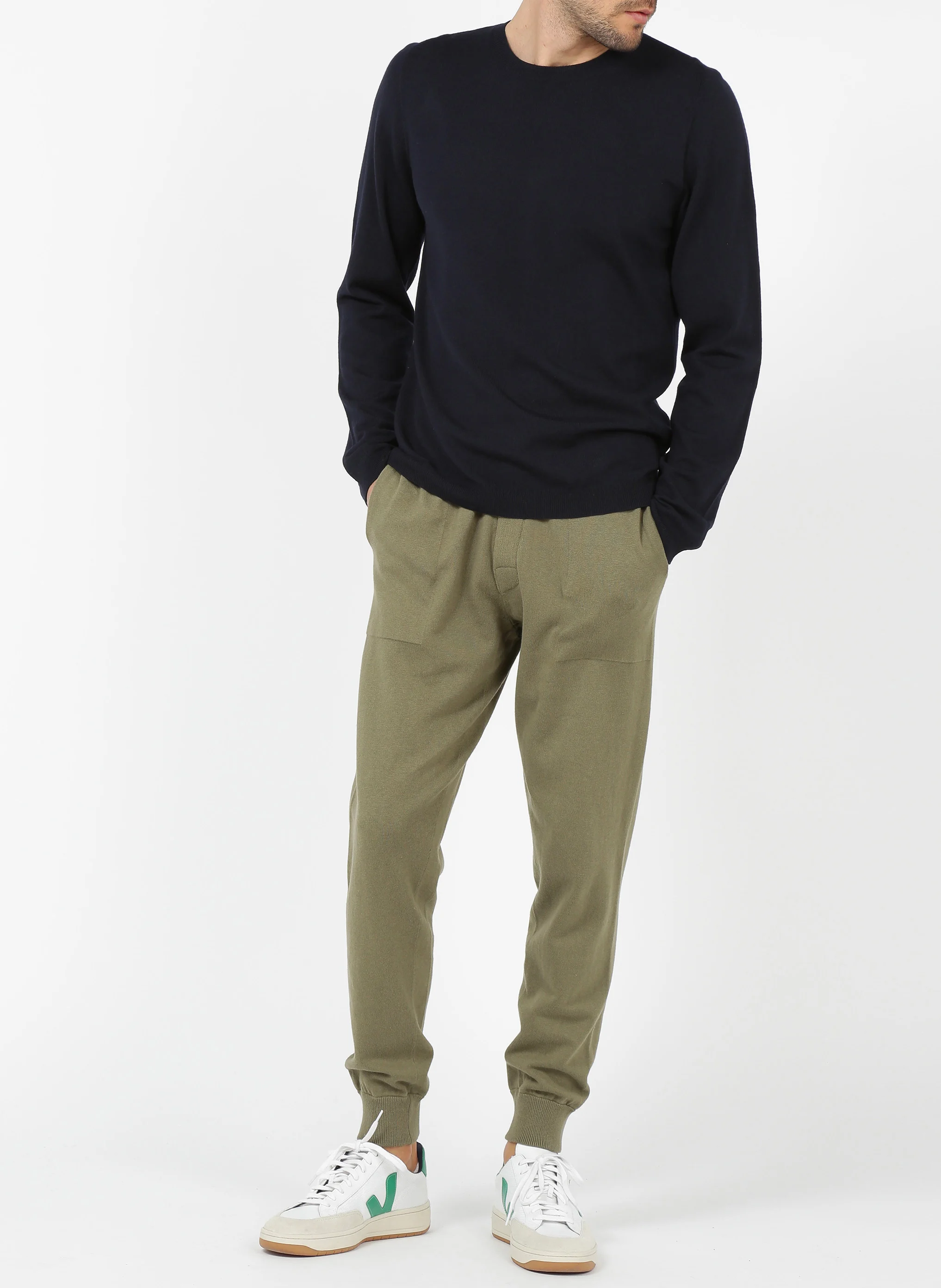 Pull col rond en laine regular fit | Bleu