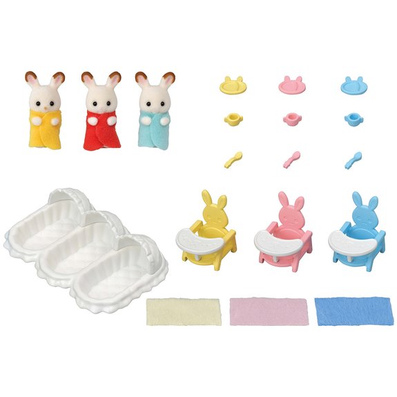 Les triplés lapin chocolat et accessoires puériculture - Sylvanian Families 5532