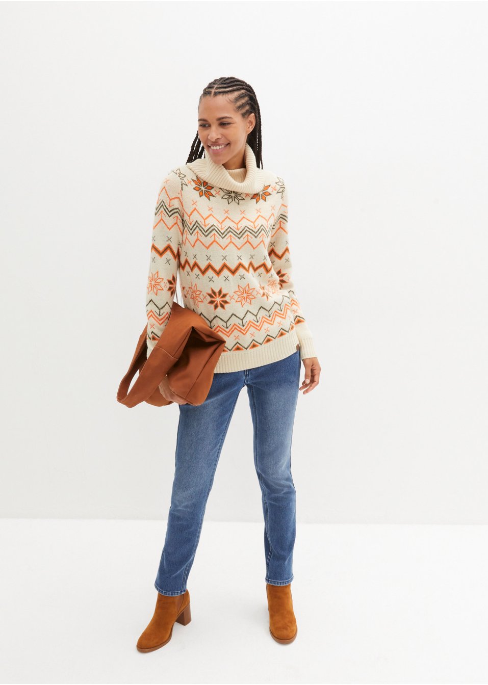Pull col roulé avec motif norvégien