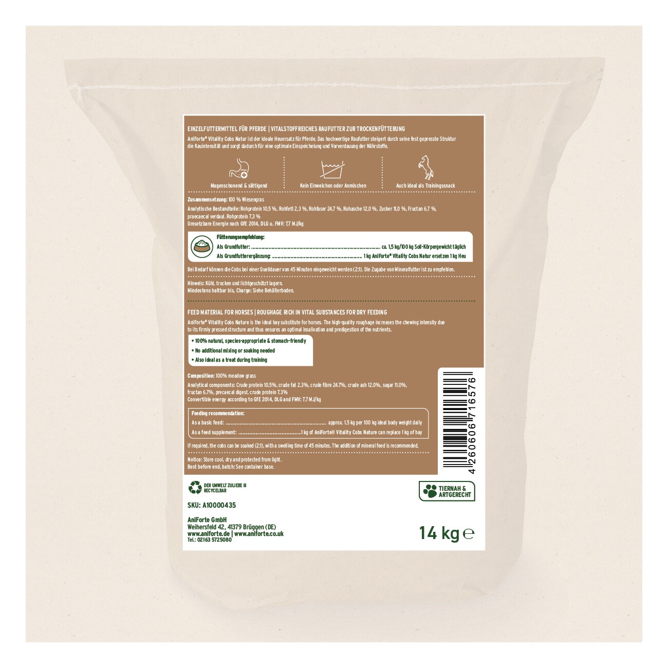AniForte Vitality Cobs Natur 14 kg