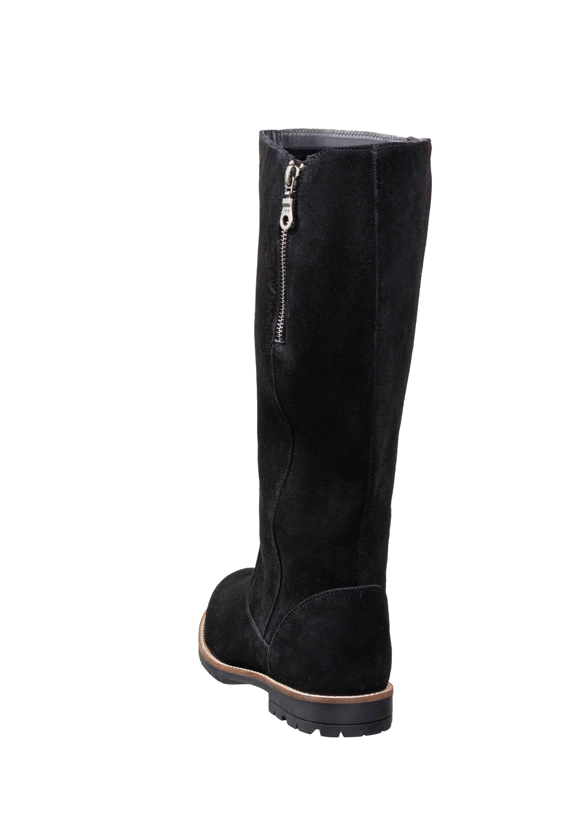 Weitschaftstiefel aus Leder, mit Zierreißverschluss