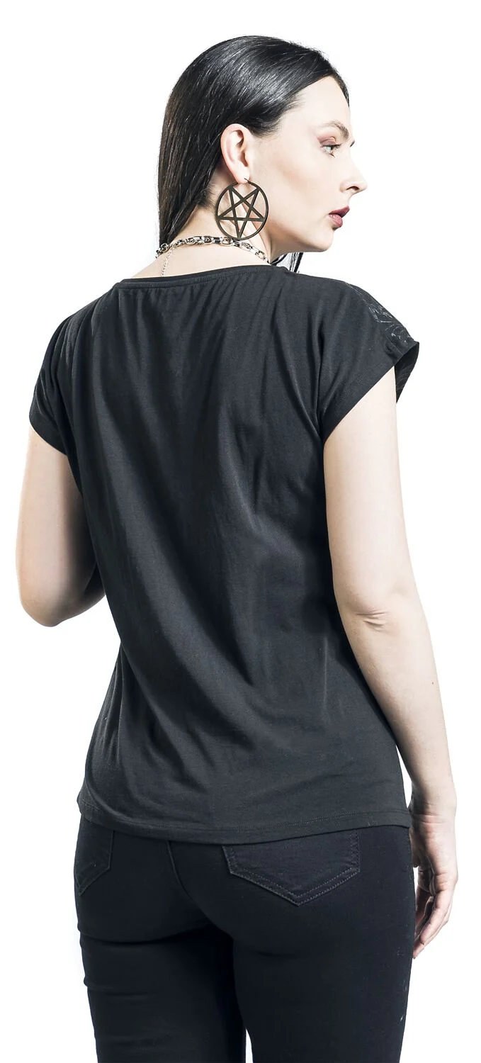 T-shirt imprimé crâne & dentelle | Black Premium by EMP T-Shirt Manches courtes