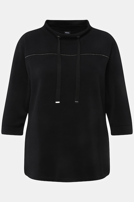 Sweatshirt, Ziersteine, Classic, Stehkragen, 3/4-Arm