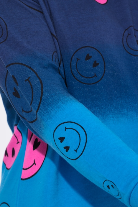 Sweatshirt, oversized, Farbverlauf Smiley, Langarm