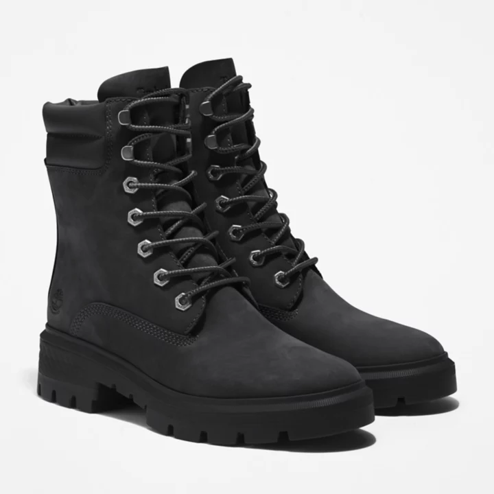 Bota feminina Cortina Valley de 6 polegadas na cor preta.