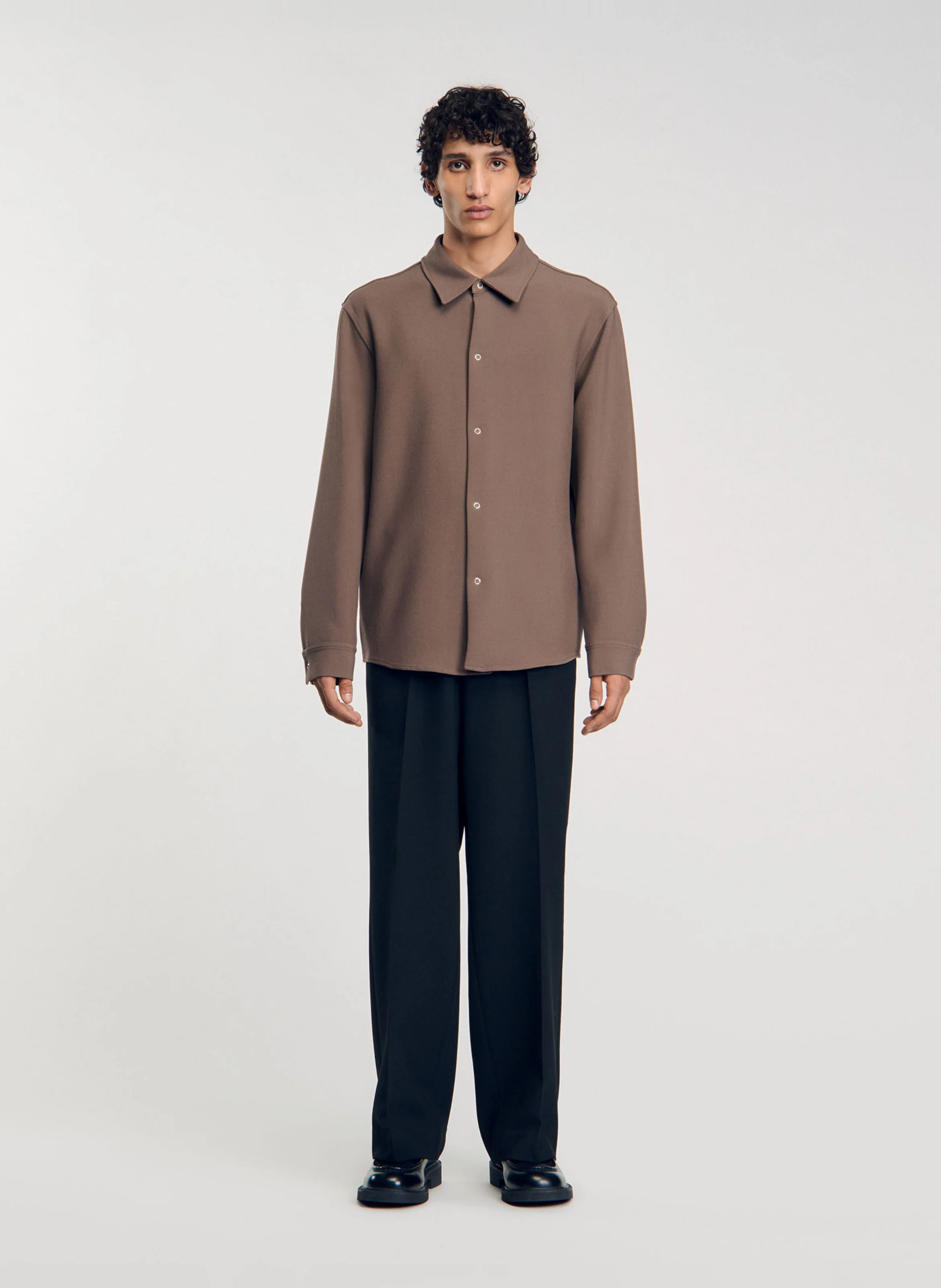 Chemise droite à col classique| Marron