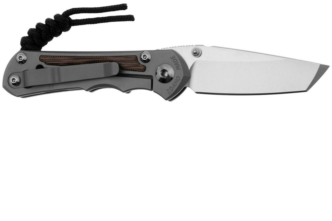 Chris Reeve Small Inkosi SIN-1134 CPM MagnaCut Tanto, Glass Blasted Titanium, Natural Canvas Micarta Inlay, zakmes