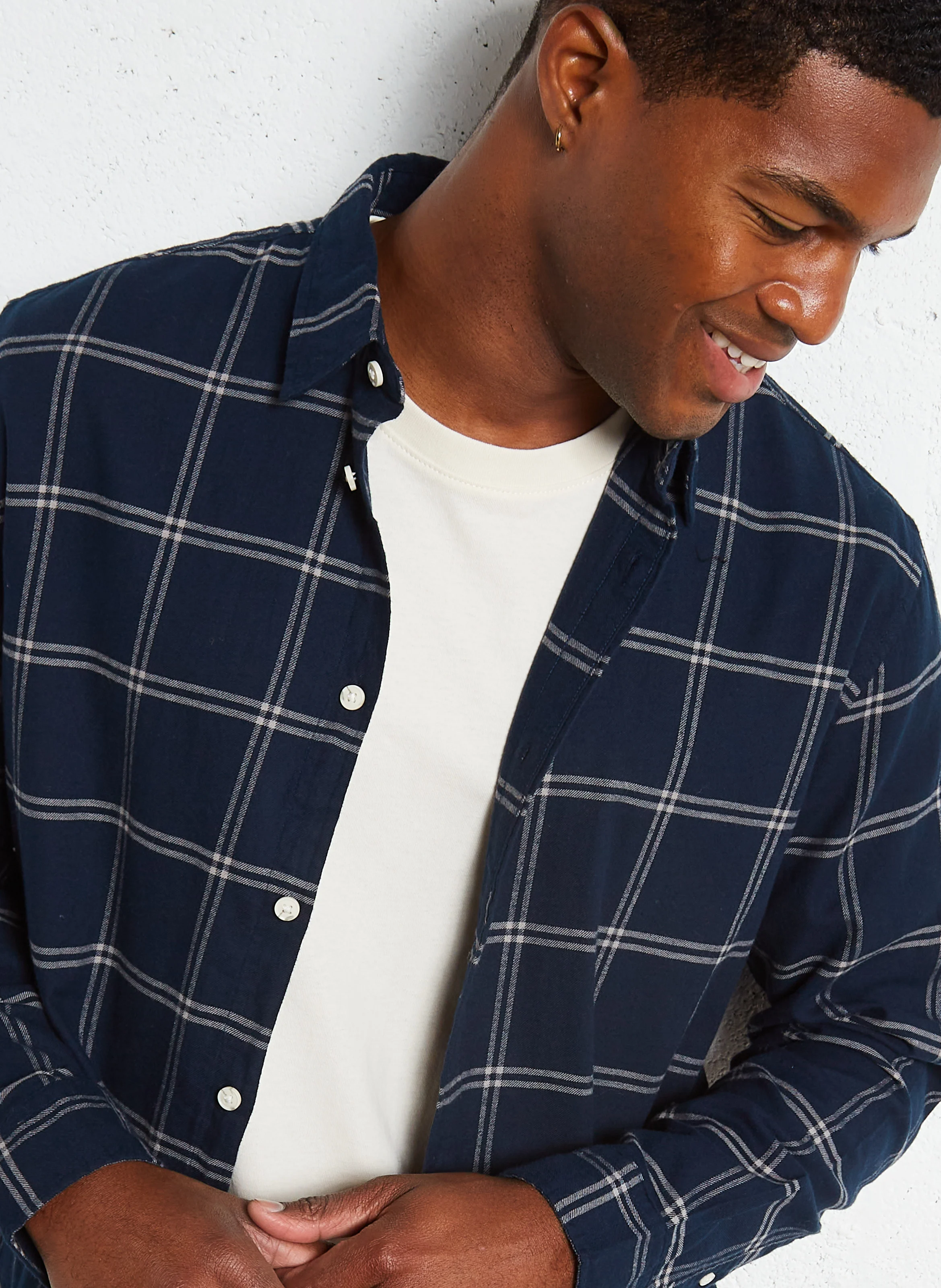 Chemise regular col classique en coton | Bleu