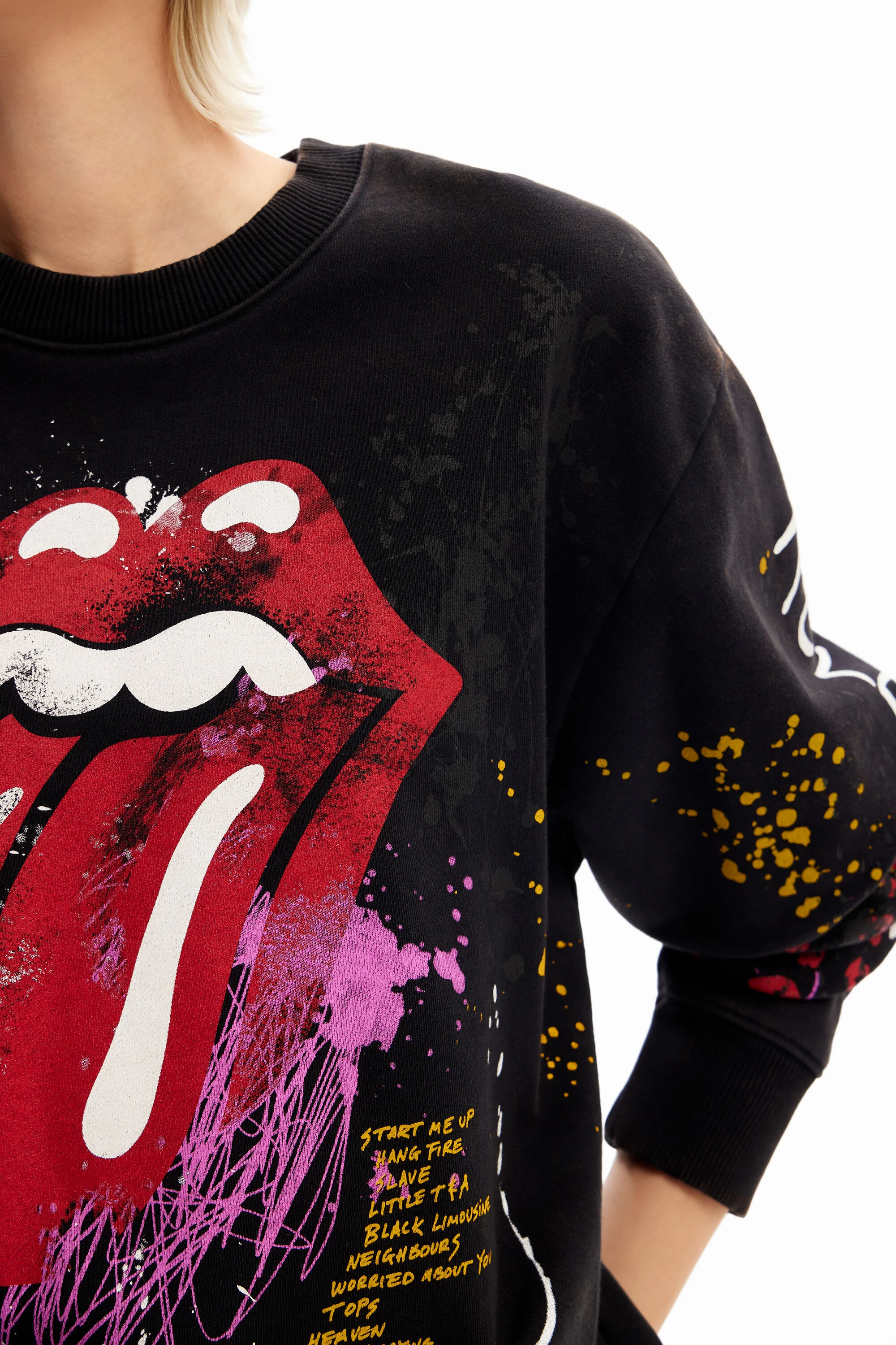 Moletom Rolling Stones com estampa de respingos